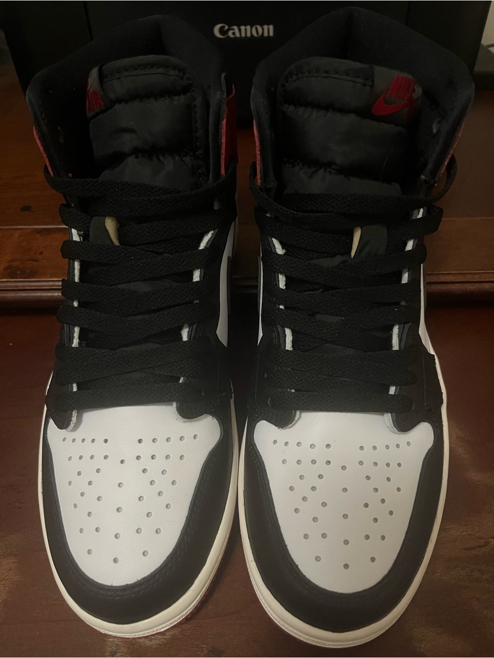 Jordan 1 black top reimagined size 8- Black White Red - Picture 2 of 9